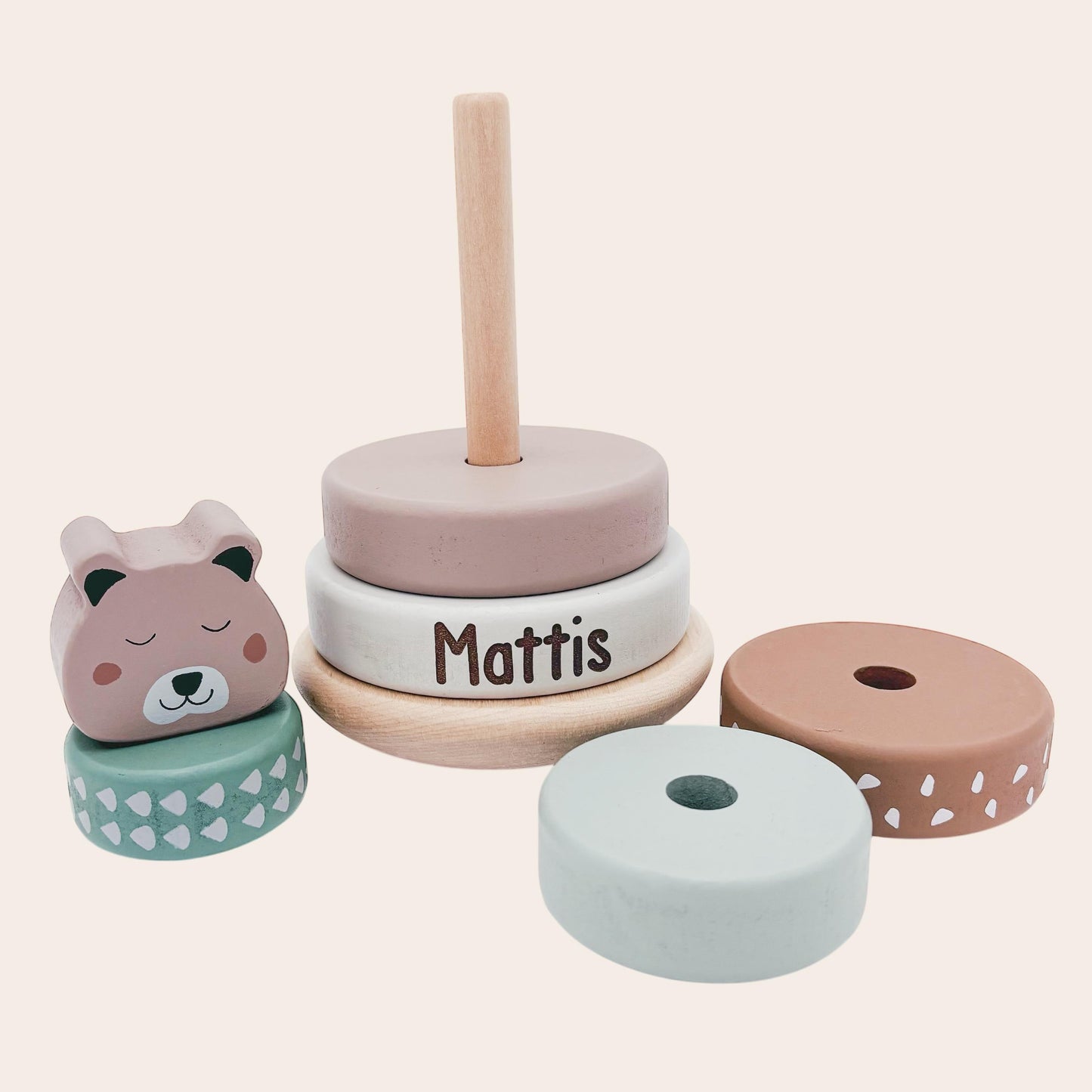 Stapelturm personalisiert Baby Holzspielzeug ab 1 Jahr Taufgeschenk für Mädchen Jungen Spielzeug aus Holz Babygeschenk Geburtsgeschenk