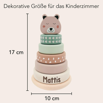 Stapelturm personalisiert Baby Holzspielzeug ab 1 Jahr Taufgeschenk für Mädchen Jungen Spielzeug aus Holz Babygeschenk Geburtsgeschenk
