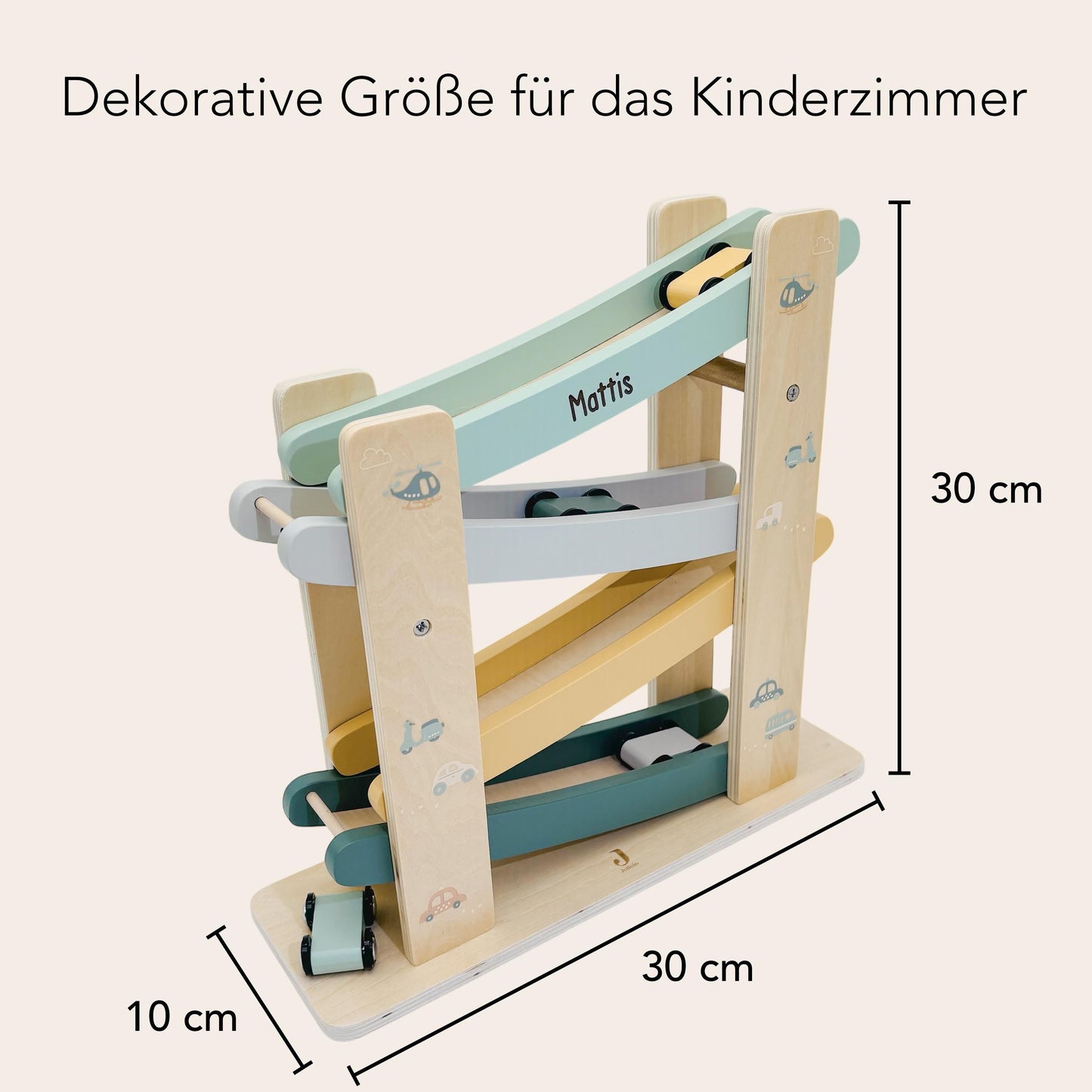 Kugelbahn Holz mit Autos personalisiert Autorampe Baby Geschenk Babygeschenk Taufgeschenk für Mädchen Jungen Geburtsgeschenk