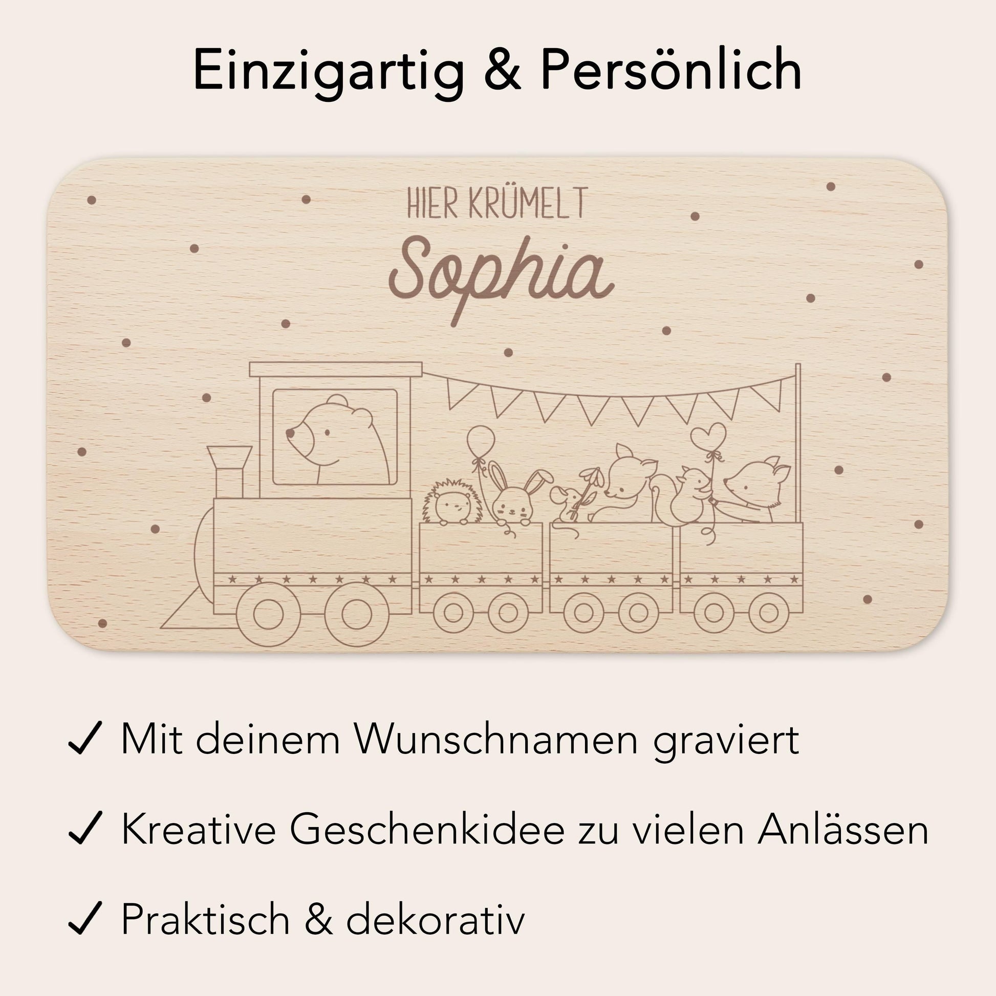 Frühstücksbrettchen personalisiert Hier krümelt Brettchen Holz Holzbrett für Kinder Geschenk Baby Taufgeschenk Frühstücksbrett mit Gravur