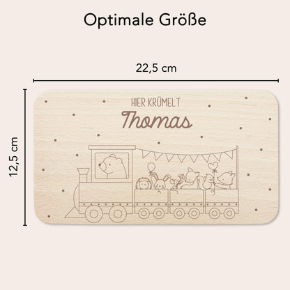 Frühstücksbrettchen personalisiert Hier krümelt Brettchen Holz Holzbrett für Kinder Geschenk Baby Taufgeschenk Frühstücksbrett mit Gravur