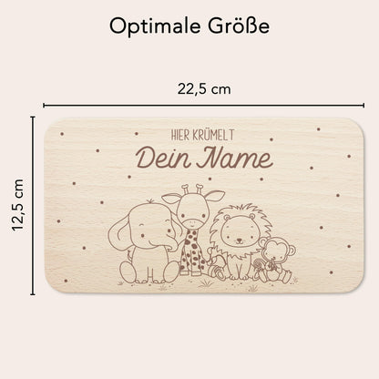 Frühstücksbrettchen personalisiert Hier krümelt Brettchen Holz Holzbrett für Kinder Geschenk Baby Geburtsgeschenk Frühstücksbrett mit Gravur