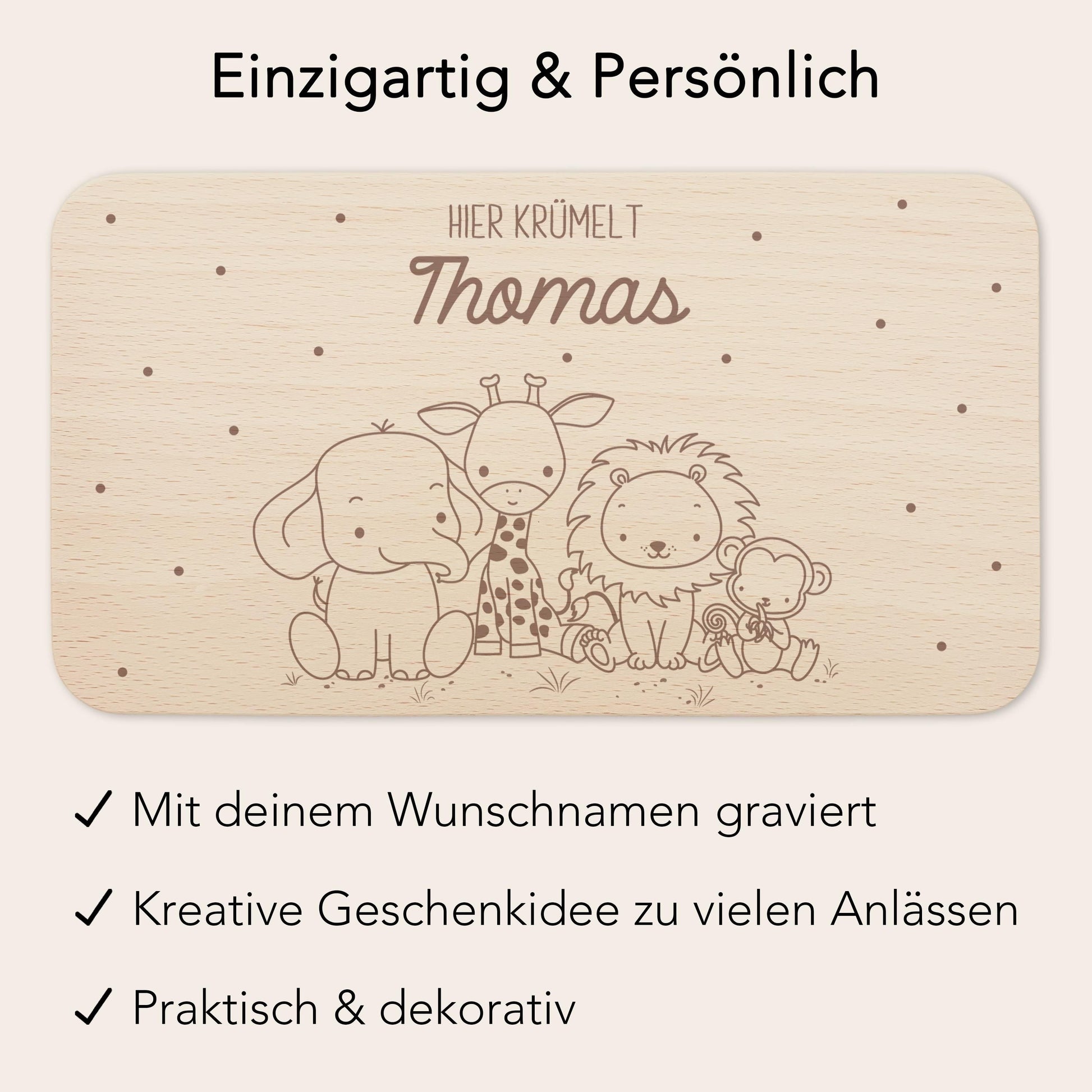Frühstücksbrettchen personalisiert Hier krümelt Brettchen Holz Holzbrett für Kinder Geschenk Baby Geburtsgeschenk Frühstücksbrett mit Gravur