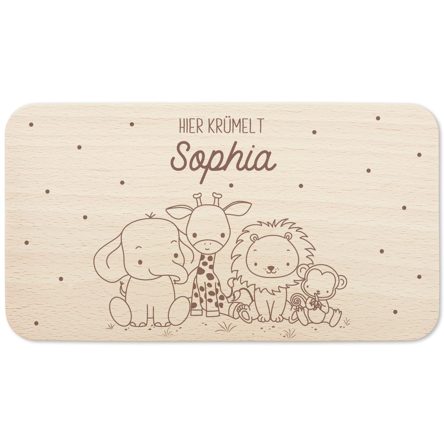 Frühstücksbrettchen personalisiert Hier krümelt Brettchen Holz Holzbrett für Kinder Geschenk Baby Geburtsgeschenk Frühstücksbrett mit Gravur