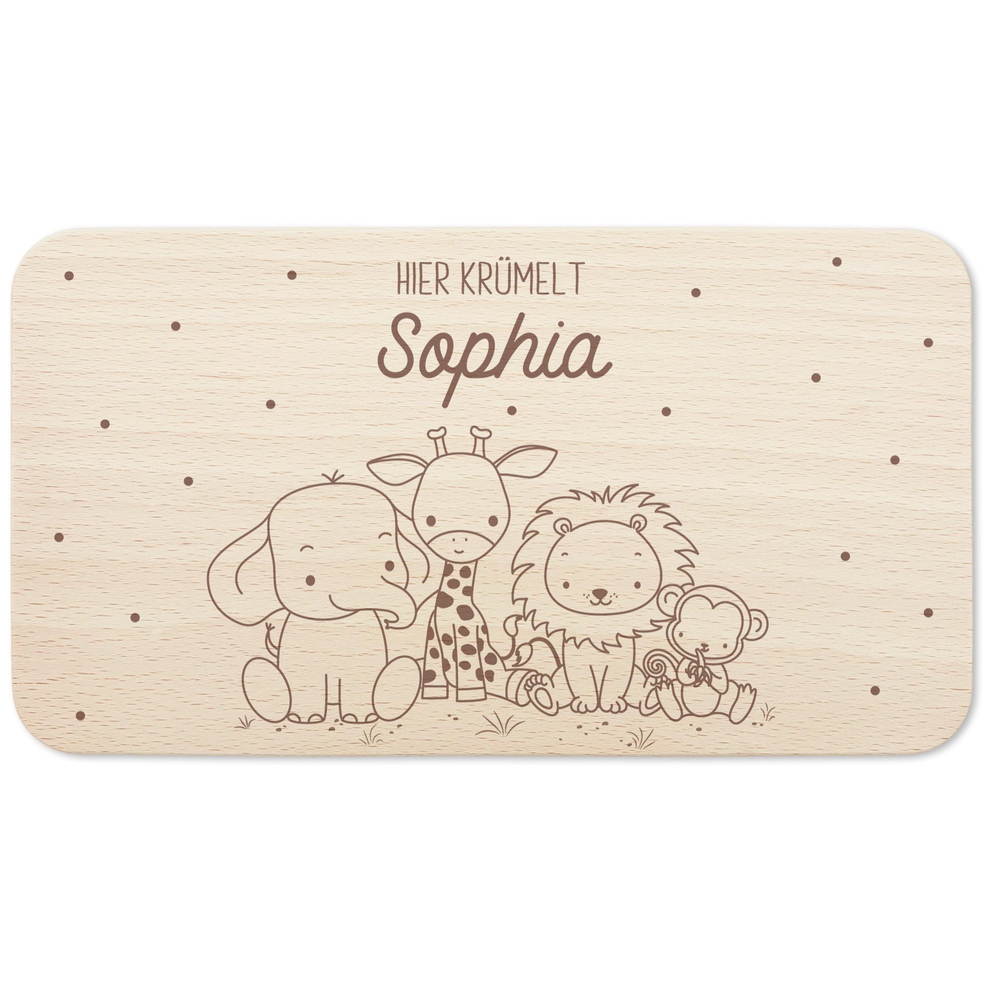 Frühstücksbrettchen personalisiert Hier krümelt Brettchen Holz Holzbrett für Kinder Geschenk Baby Geburtsgeschenk Frühstücksbrett mit Gravur