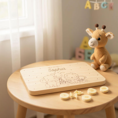 Frühstücksbrettchen personalisiert Hier krümelt Brettchen Holz Holzbrett für Kinder Geschenk Baby Geburtsgeschenk Frühstücksbrett mit Gravur