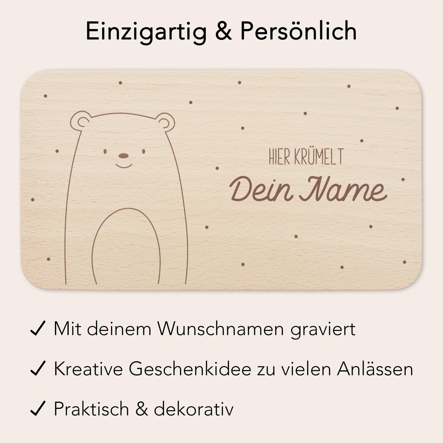 Frühstücksbrettchen Bär personalisiert Brettchen Holz Holzbrett für Kinder Geschenk Baby Geburtsgeschenk Frühstücksbrett mit Gravur