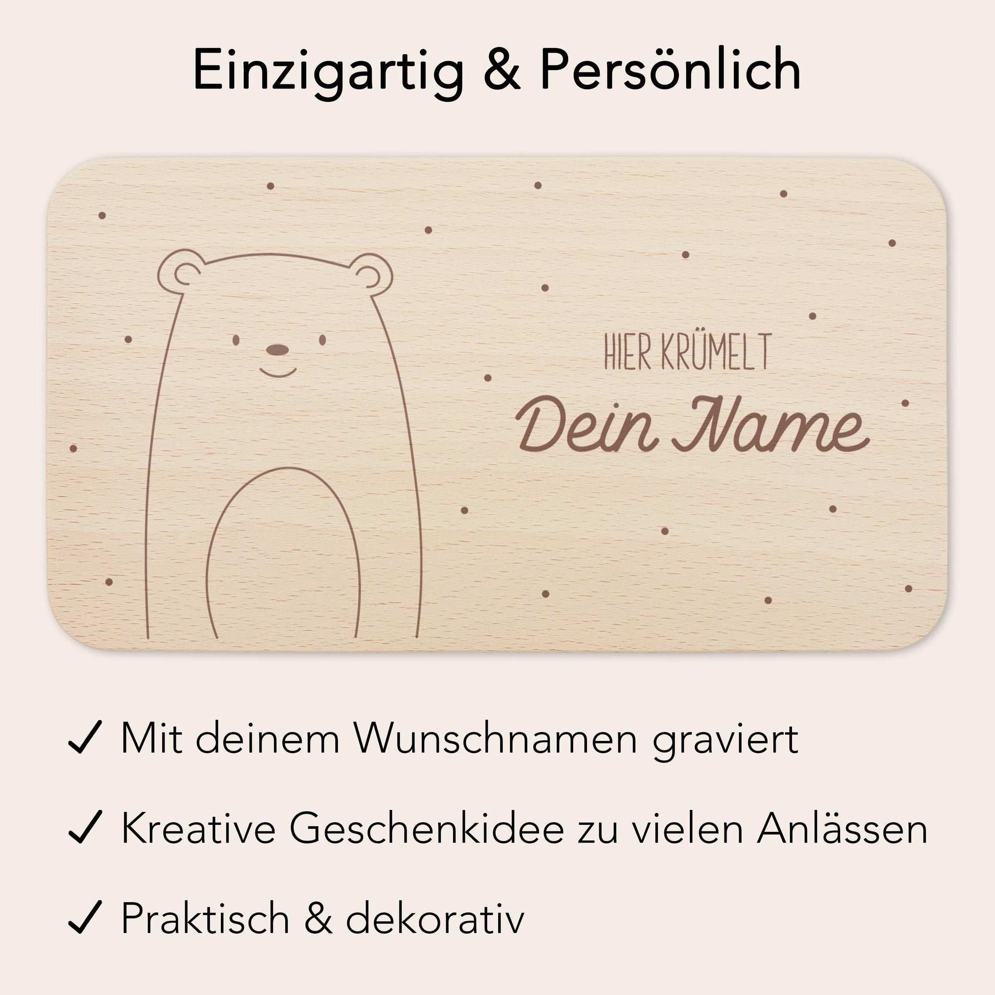 Frühstücksbrettchen Bär personalisiert Brettchen Holz Holzbrett für Kinder Geschenk Baby Geburtsgeschenk Frühstücksbrett mit Gravur