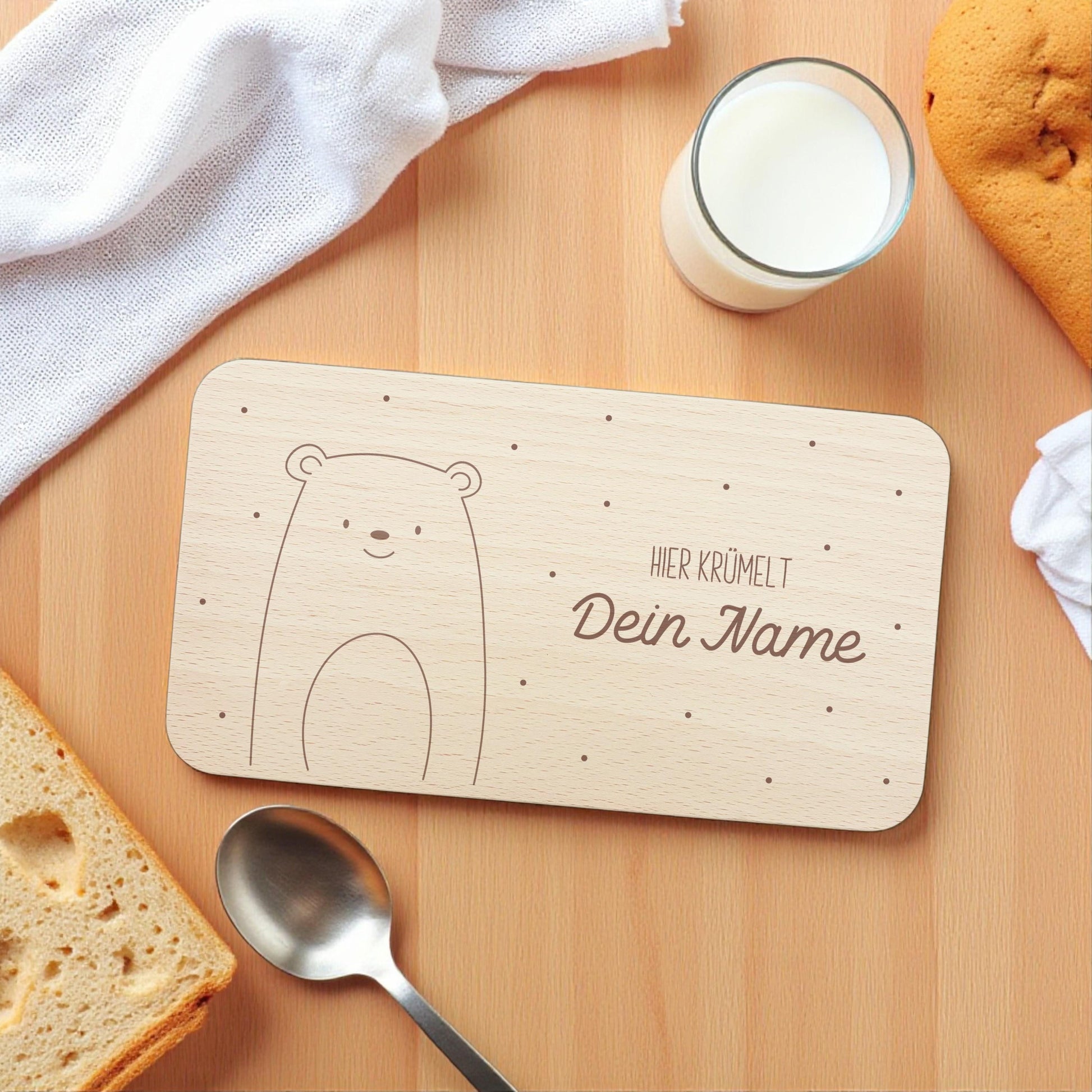 Frühstücksbrettchen Bär personalisiert Brettchen Holz Holzbrett für Kinder Geschenk Baby Geburtsgeschenk Frühstücksbrett mit Gravur