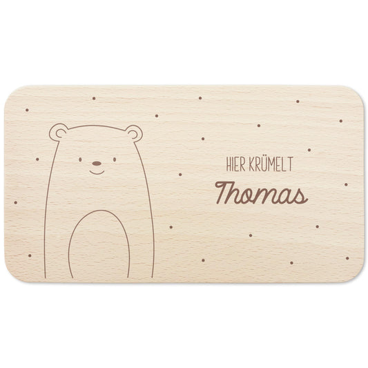 Frühstücksbrettchen Bär personalisiert Brettchen Holz Holzbrett für Kinder Geschenk Baby Geburtsgeschenk Frühstücksbrett mit Gravur