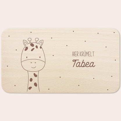 Frühstücksbrettchen Giraffe personalisiert Brettchen Holz Holzbrett für Kinder Geschenk Baby Geburtsgeschenk Frühstücksbrett mit Gravur