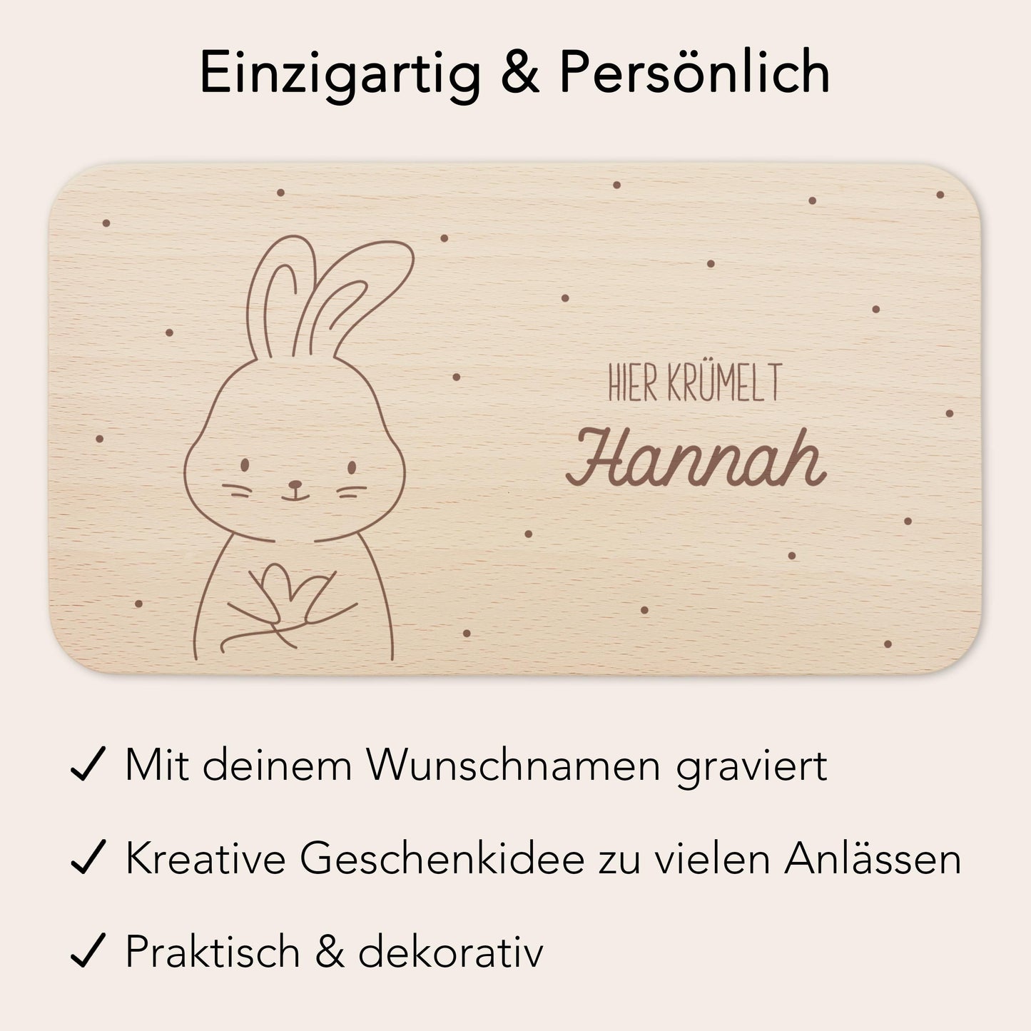 Frühstücksbrettchen Hase personalisiert Brettchen Holz Holzbrett für Kinder Geschenk Baby Geburtsgeschenk Frühstücksbrett mit Gravur