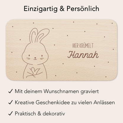 Frühstücksbrettchen Hase personalisiert Brettchen Holz Holzbrett für Kinder Geschenk Baby Geburtsgeschenk Frühstücksbrett mit Gravur