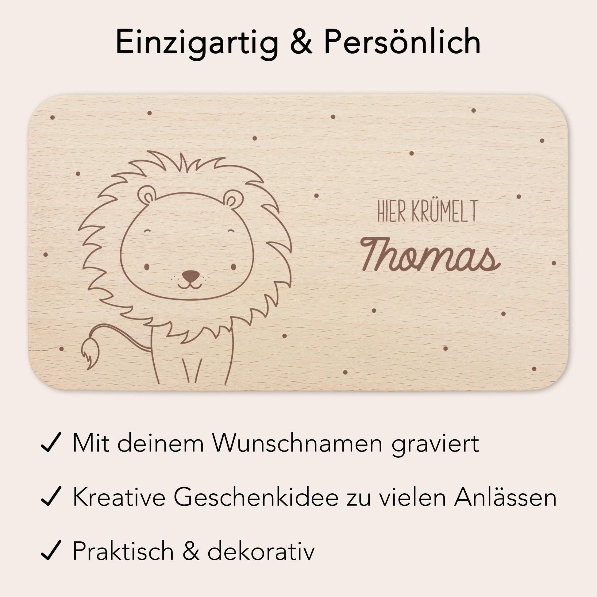 Frühstücksbrettchen Löwe personalisiert Brettchen Holz Holzbrett für Kinder Geschenk Baby Geburtsgeschenk Frühstücksbrett mit Gravur