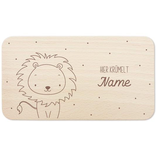 Frühstücksbrettchen Löwe personalisiert Brettchen Holz Holzbrett für Kinder Geschenk Baby Geburtsgeschenk Frühstücksbrett mit Gravur