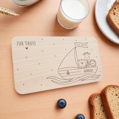 Frühstücksbrettchen Holz personalisiert Taufgeschenke für Mädchen Jungen Holzbrett für Kinder Geschenk Taufe Frühstücksbrett mit Gravur