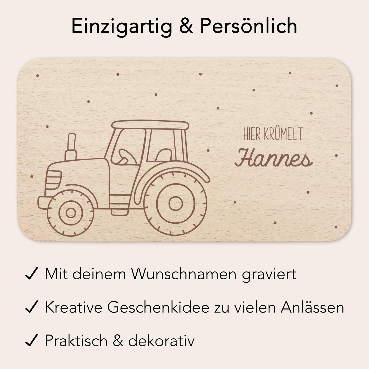Frühstücksbrettchen Traktor Trecker Holz personalisiert Holzbrett für Jungen Geschenk Baby Holzbrettchen Brettchen Frühstücksbrett Gravur