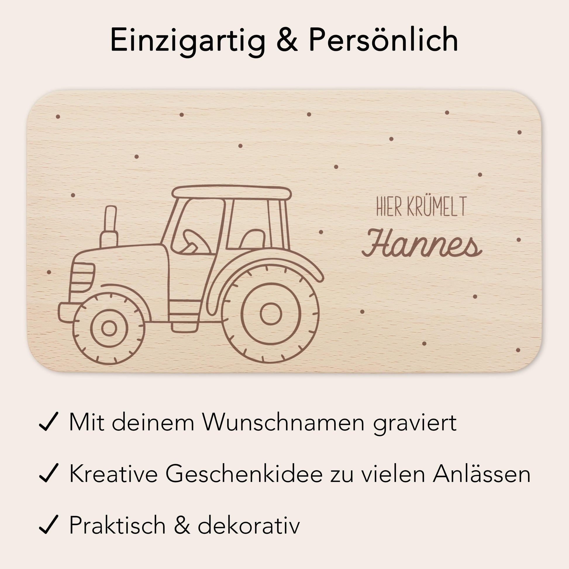 Frühstücksbrettchen Traktor Trecker Holz personalisiert Holzbrett für Jungen Geschenk Baby Holzbrettchen Brettchen Frühstücksbrett Gravur