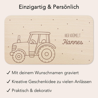 Frühstücksbrettchen Traktor Trecker Holz personalisiert Holzbrett für Jungen Geschenk Baby Holzbrettchen Brettchen Frühstücksbrett Gravur