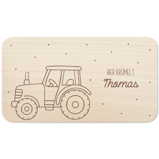 Frühstücksbrettchen Traktor Trecker Holz personalisiert Holzbrett für Jungen Geschenk Baby Holzbrettchen Brettchen Frühstücksbrett Gravur