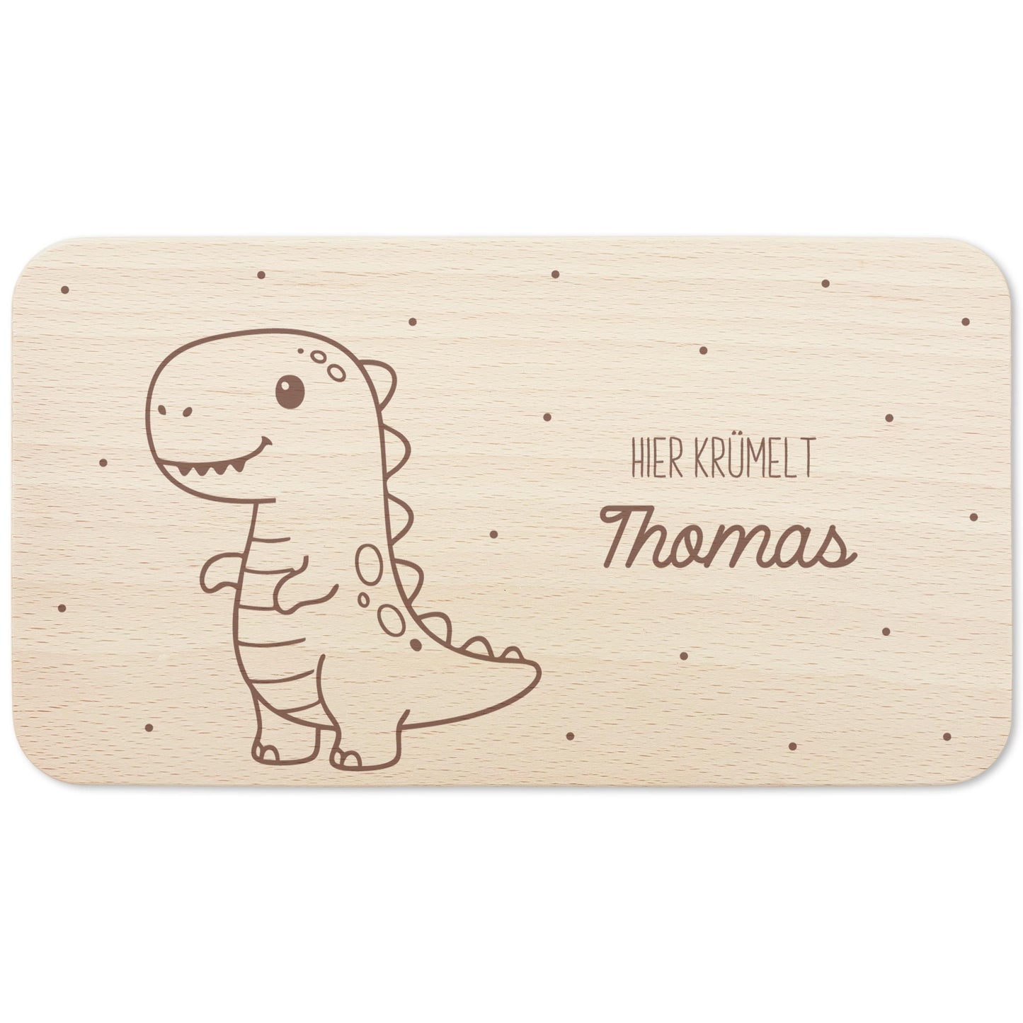 Frühstücksbrettchen Dino personalisiert Dinosaurier Holzbrett für Jungen Geschenk Baby Taufgeschenk Holzbrettchen Frühstücksbrett mit Gravur
