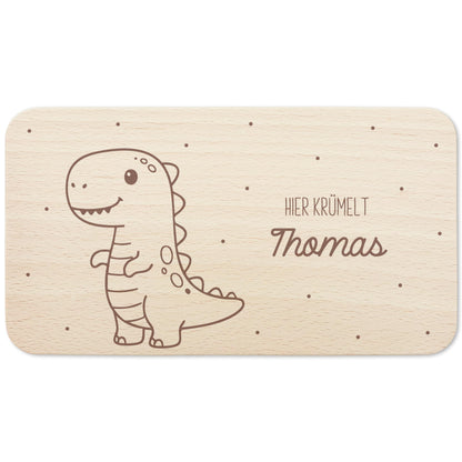 Frühstücksbrettchen Dino personalisiert Dinosaurier Holzbrett für Jungen Geschenk Baby Taufgeschenk Holzbrettchen Frühstücksbrett mit Gravur