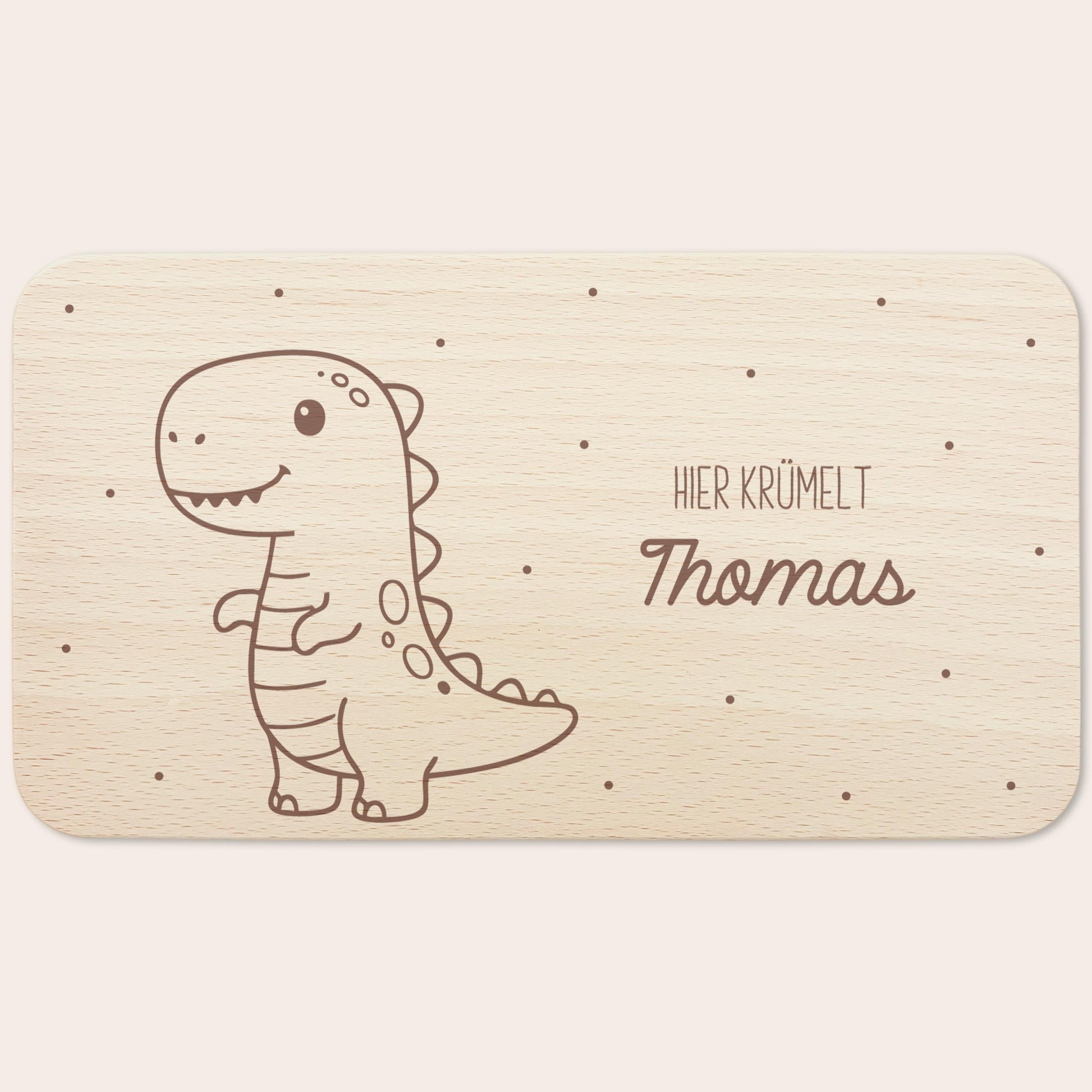 Frühstücksbrettchen Dino personalisiert Dinosaurier Holzbrett für Jungen Geschenk Baby Taufgeschenk Holzbrettchen Frühstücksbrett mit Gravur