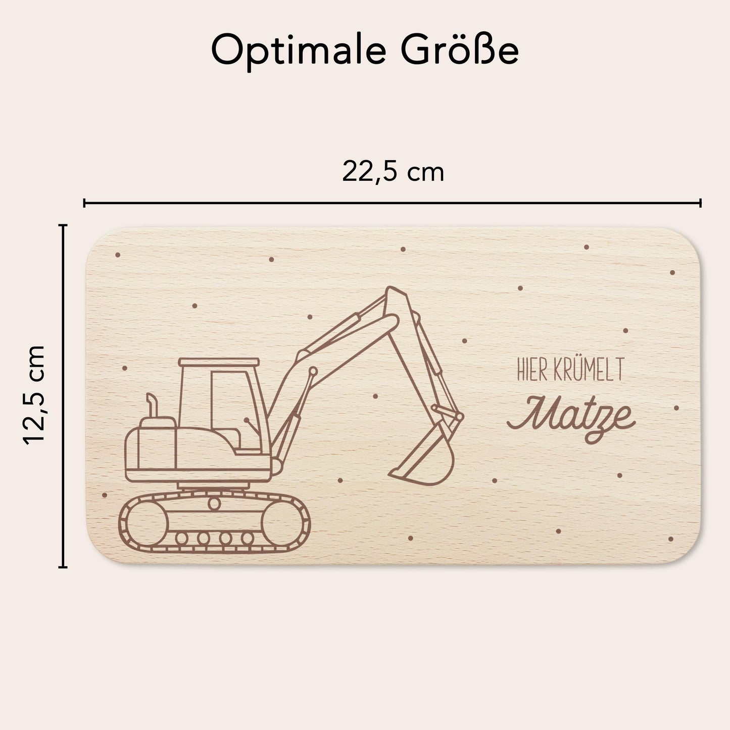 Frühstücksbrettchen Bagger Holz personalisiert Holzbrett für Jungen Geschenk Baby Holzbrettchen Brettchen Frühstücksbrett mit Gravur