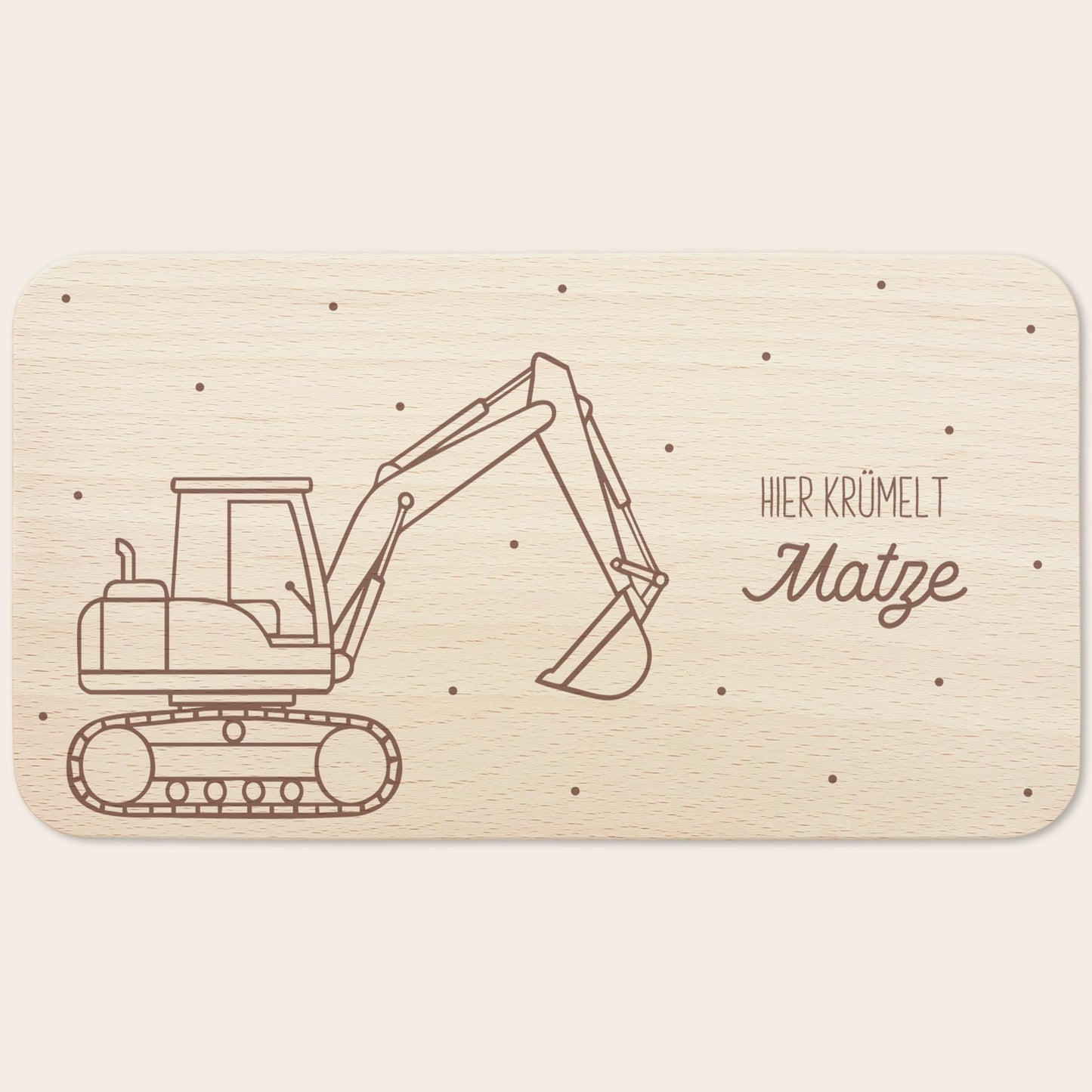 Frühstücksbrettchen Bagger Holz personalisiert Holzbrett für Jungen Geschenk Baby Holzbrettchen Brettchen Frühstücksbrett mit Gravur