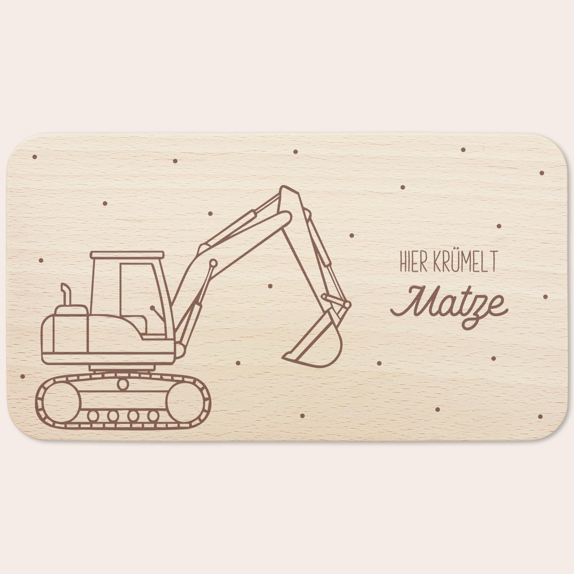 Frühstücksbrettchen Bagger Holz personalisiert Holzbrett für Jungen Geschenk Baby Holzbrettchen Brettchen Frühstücksbrett mit Gravur