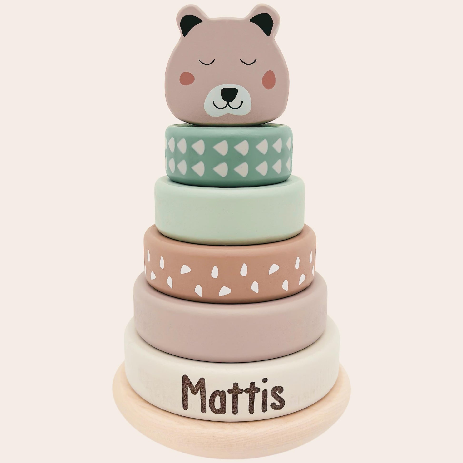 Stapelturm personalisiert Baby Holzspielzeug ab 1 Jahr Taufgeschenk für Mädchen Jungen Spielzeug aus Holz Babygeschenk Geburtsgeschenk