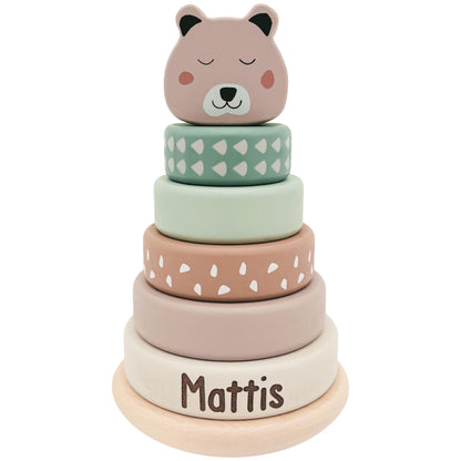 Stapelturm personalisiert Baby Holzspielzeug ab 1 Jahr Taufgeschenk für Mädchen Jungen Spielzeug aus Holz Babygeschenk Geburtsgeschenk