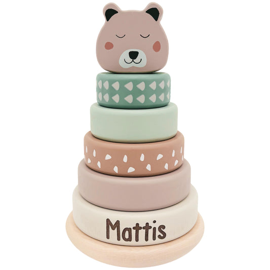 Stapelturm personalisiert Baby Holzspielzeug ab 1 Jahr Taufgeschenk für Mädchen Jungen Spielzeug aus Holz Babygeschenk Geburtsgeschenk
