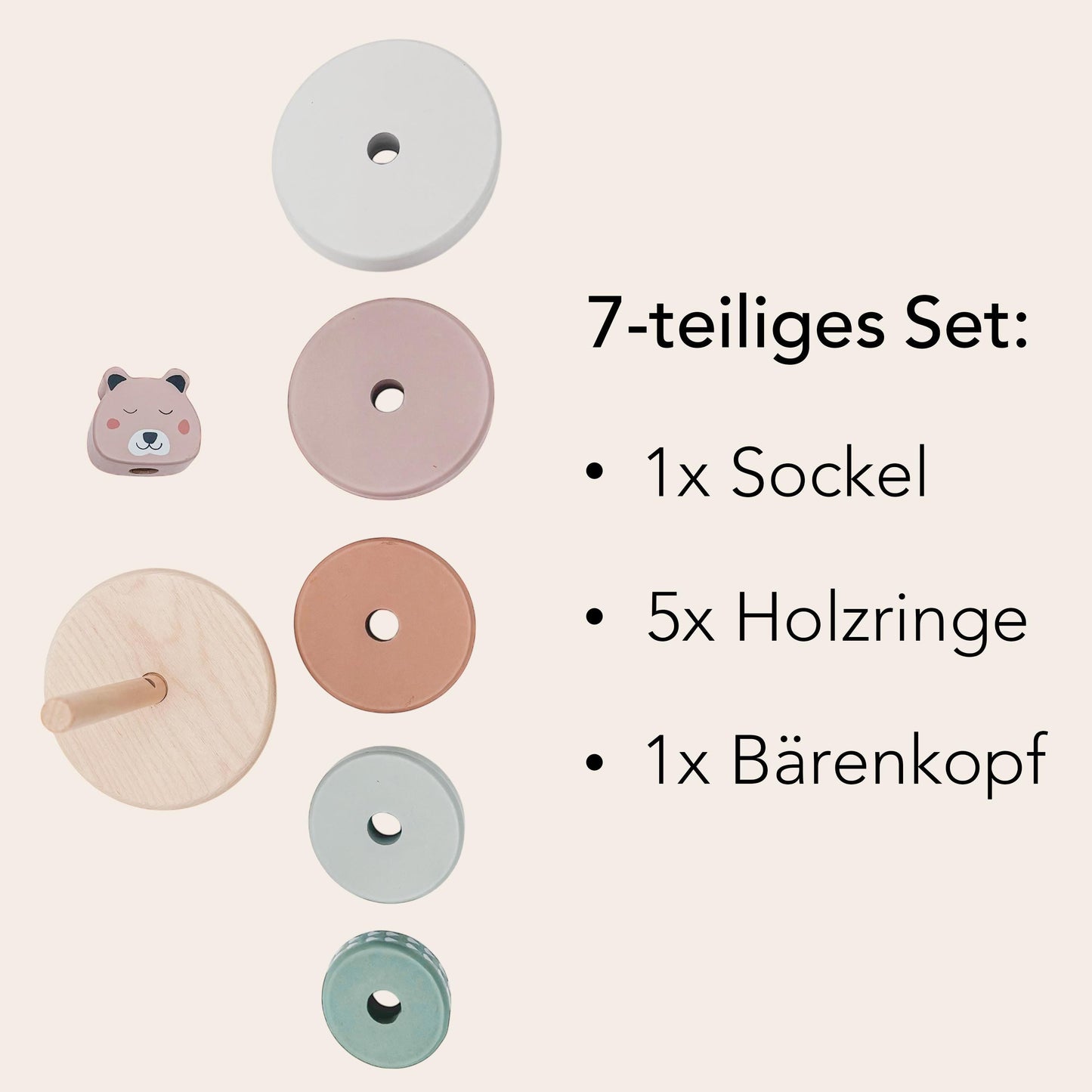 Stapelturm personalisiert Baby Holzspielzeug ab 1 Jahr Taufgeschenk für Mädchen Jungen Spielzeug aus Holz Babygeschenk Geburtsgeschenk