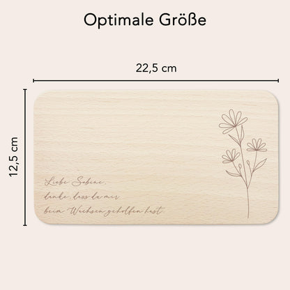 Frühstücksbrettchen personalisiert "Danke dass du mir beim Wachsen geholfen hast" Abschiedsgeschenk Erzieherin Geschenk Dankeschön