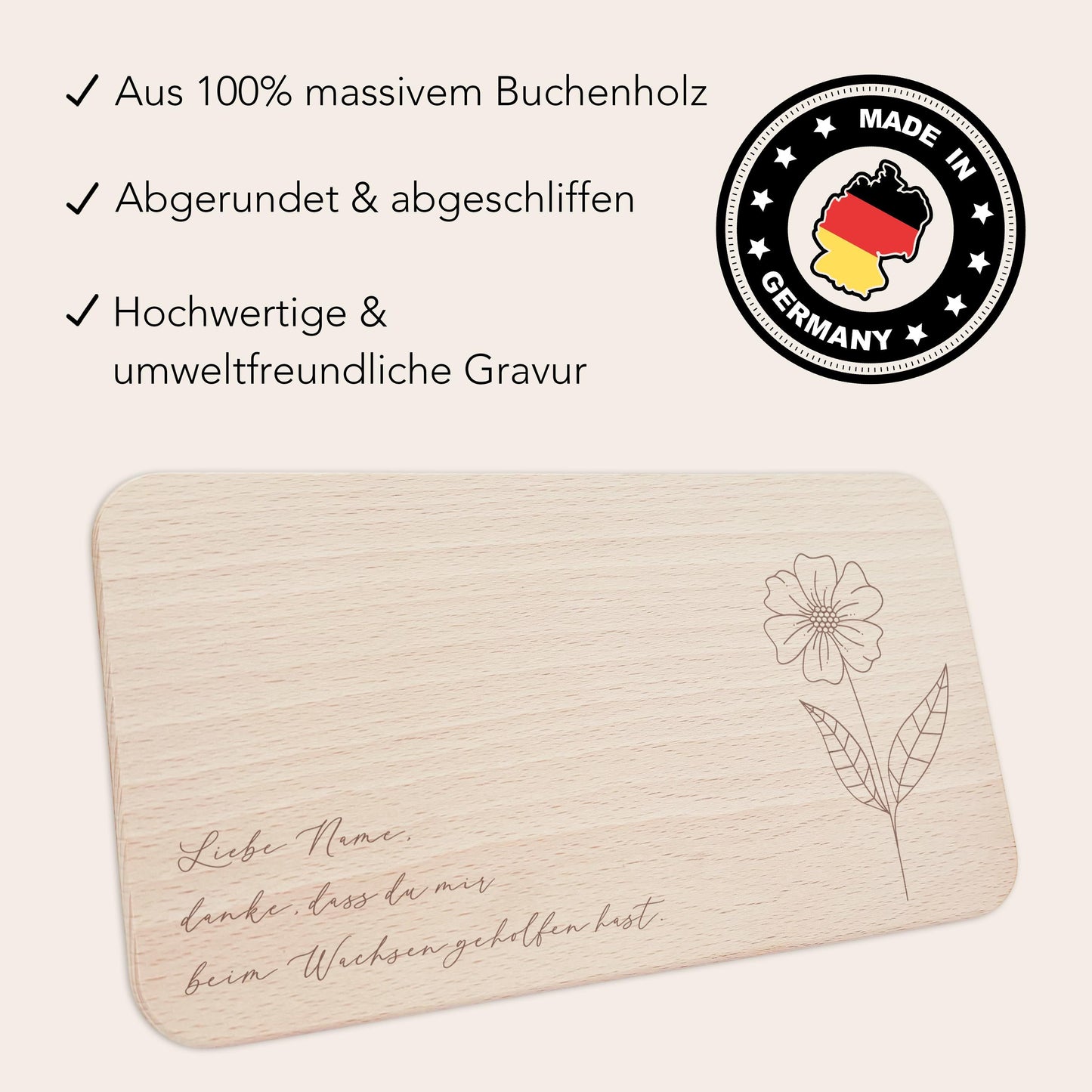 Frühstücksbrettchen personalisiert "Danke dass du mir beim Wachsen geholfen hast" Abschiedsgeschenk Erzieherin Geschenk Dankeschön