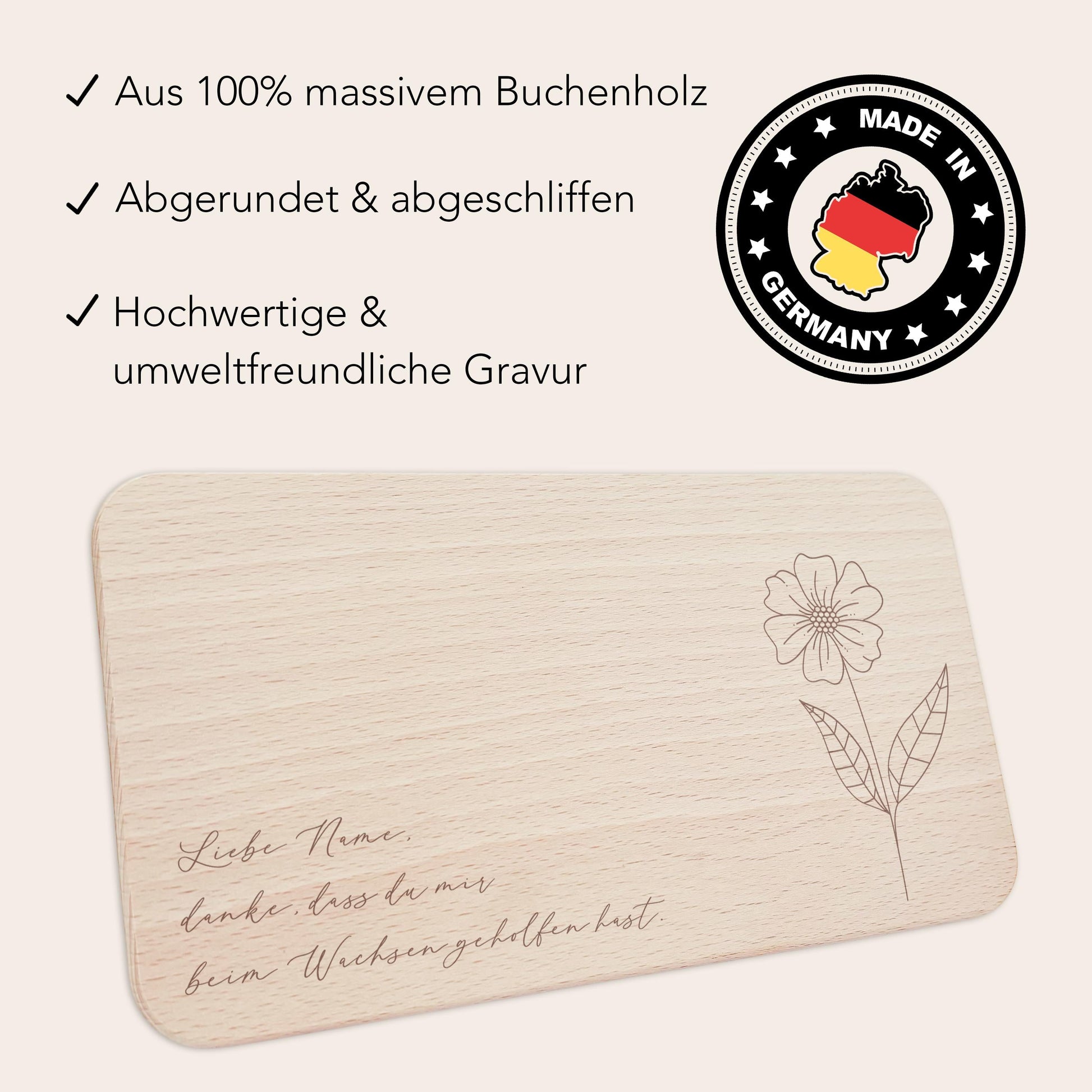 Frühstücksbrettchen personalisiert "Danke dass du mir beim Wachsen geholfen hast" Abschiedsgeschenk Erzieherin Geschenk Dankeschön