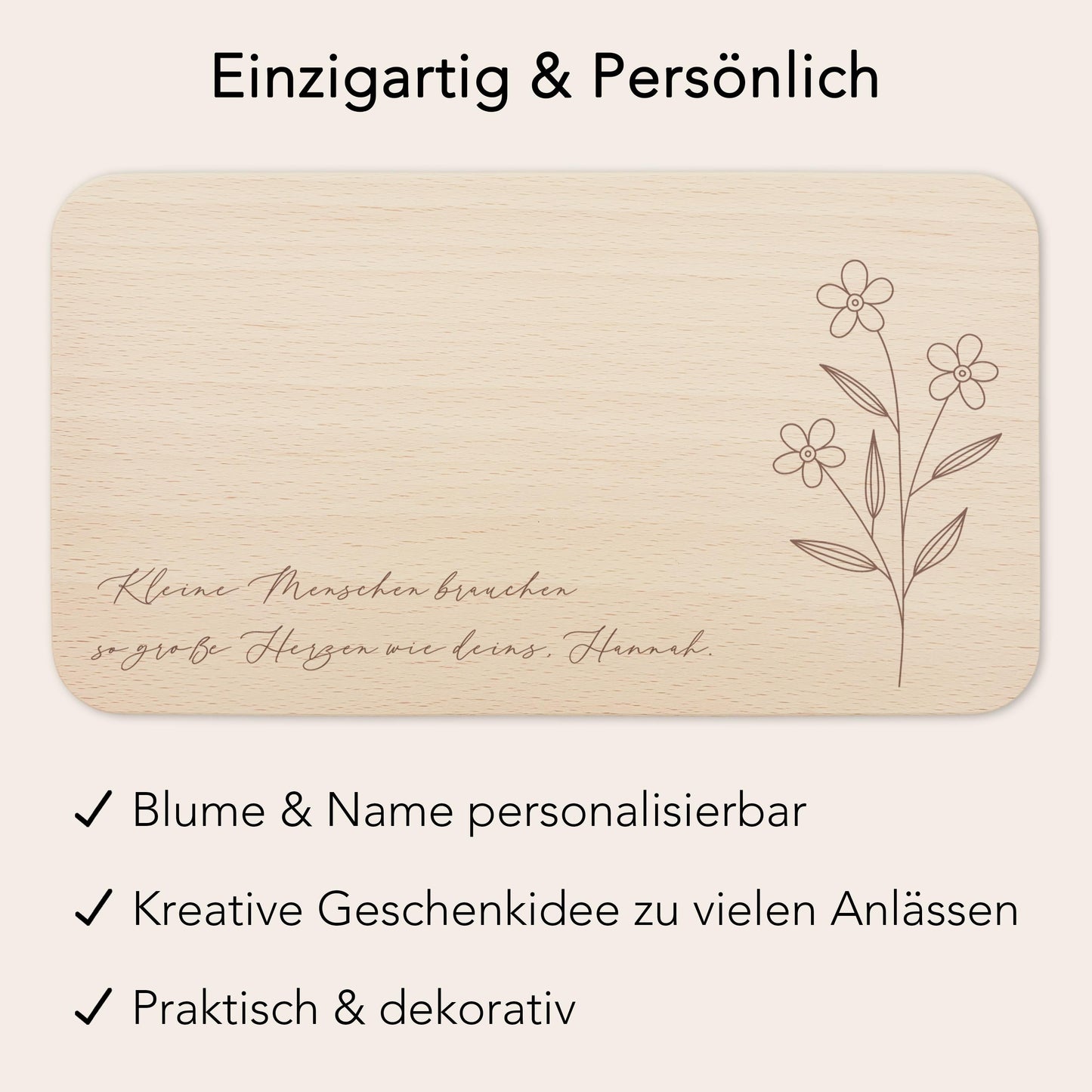 Frühstücksbrettchen personalisiert "Kleine Menschen brauchen so große Herzen wie deins" Abschiedsgeschenk Erzieherin Geschenk Dankeschön