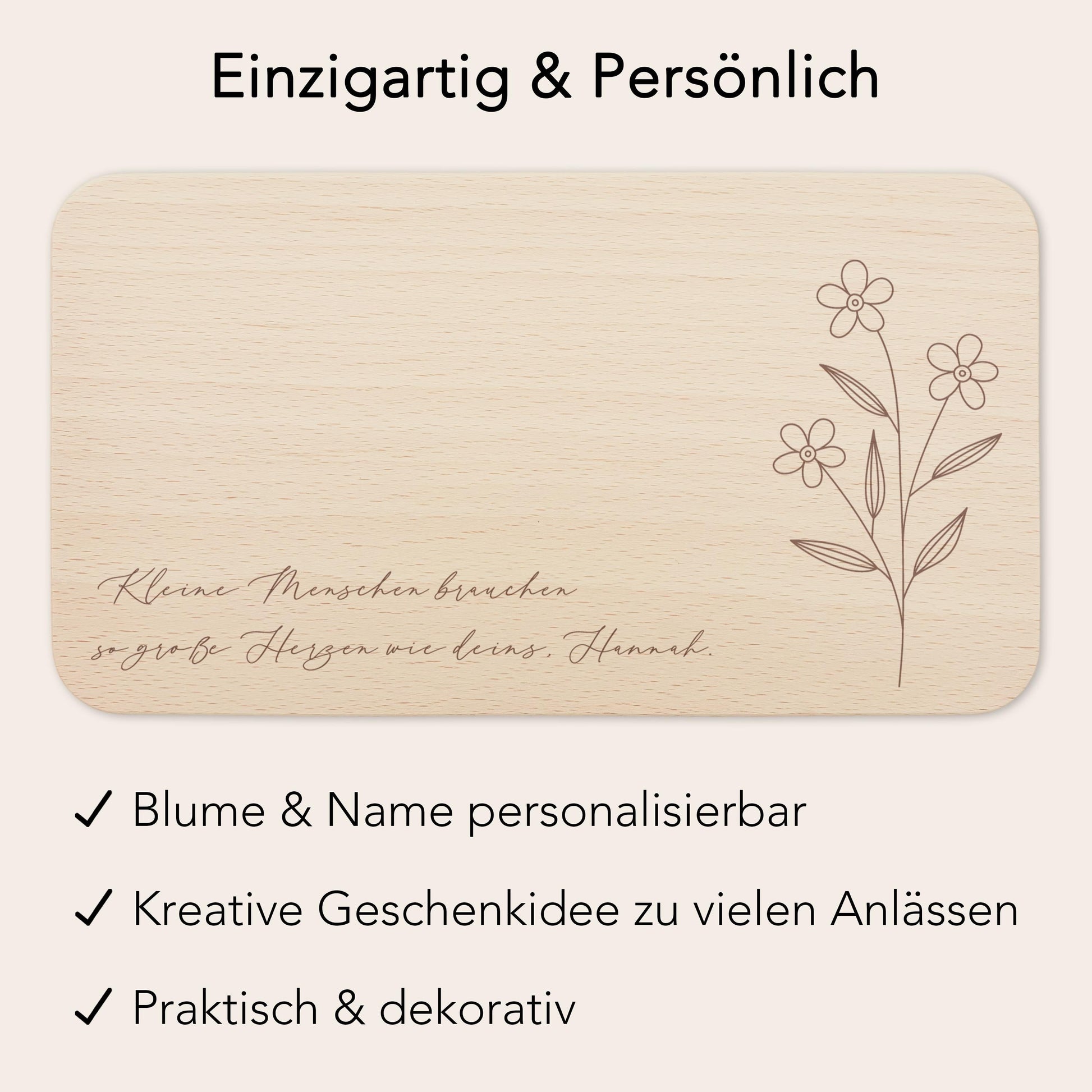 Frühstücksbrettchen personalisiert "Kleine Menschen brauchen so große Herzen wie deins" Abschiedsgeschenk Erzieherin Geschenk Dankeschön
