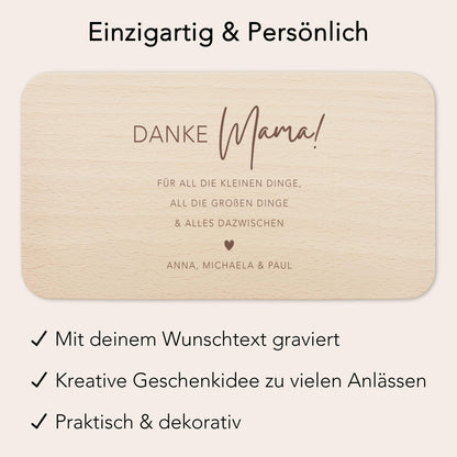 Frühstücksbrettchen Mama personalisiertes Geburtstagsgeschenk Mutter Muttertagsgeschenk Brettchen Holz Geschenk Muttertag Holzbrett Gravur