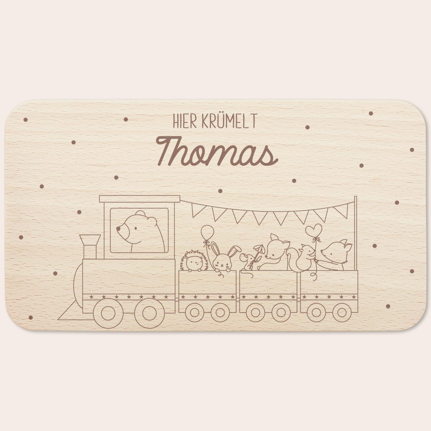 Frühstücksbrettchen personalisiert Hier krümelt Brettchen Holz Holzbrett für Kinder Geschenk Baby Taufgeschenk Frühstücksbrett mit Gravur