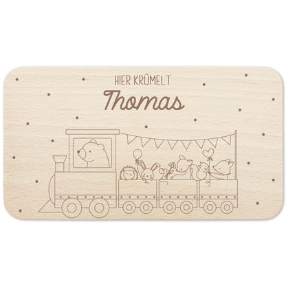 Frühstücksbrettchen personalisiert Hier krümelt Brettchen Holz Holzbrett für Kinder Geschenk Baby Taufgeschenk Frühstücksbrett mit Gravur