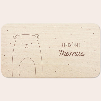Frühstücksbrettchen Bär personalisiert Brettchen Holz Holzbrett für Kinder Geschenk Baby Geburtsgeschenk Frühstücksbrett mit Gravur