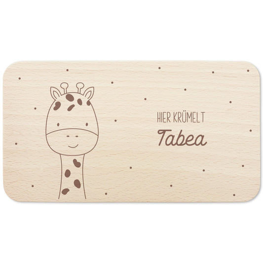 Frühstücksbrettchen Giraffe personalisiert Brettchen Holz Holzbrett für Kinder Geschenk Baby Geburtsgeschenk Frühstücksbrett mit Gravur