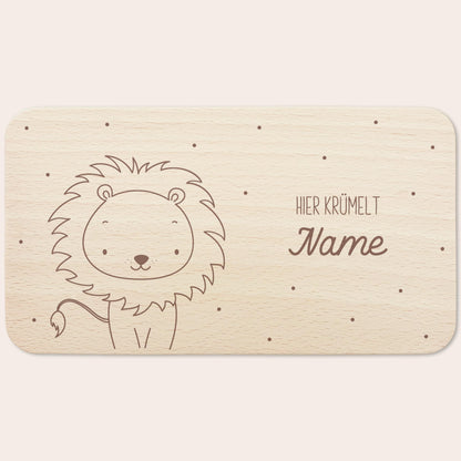 Frühstücksbrettchen Löwe personalisiert Brettchen Holz Holzbrett für Kinder Geschenk Baby Geburtsgeschenk Frühstücksbrett mit Gravur