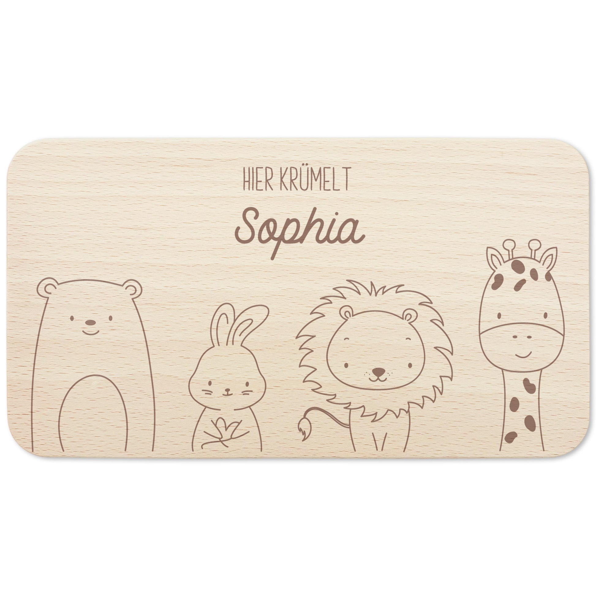Frühstücksbrettchen Tiere personalisiert Brettchen Holz Holzbrett für Kinder Geschenk Baby Geburtsgeschenk Frühstücksbrett mit Gravur