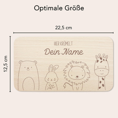 Frühstücksbrettchen Tiere personalisiert Brettchen Holz Holzbrett für Kinder Geschenk Baby Geburtsgeschenk Frühstücksbrett mit Gravur
