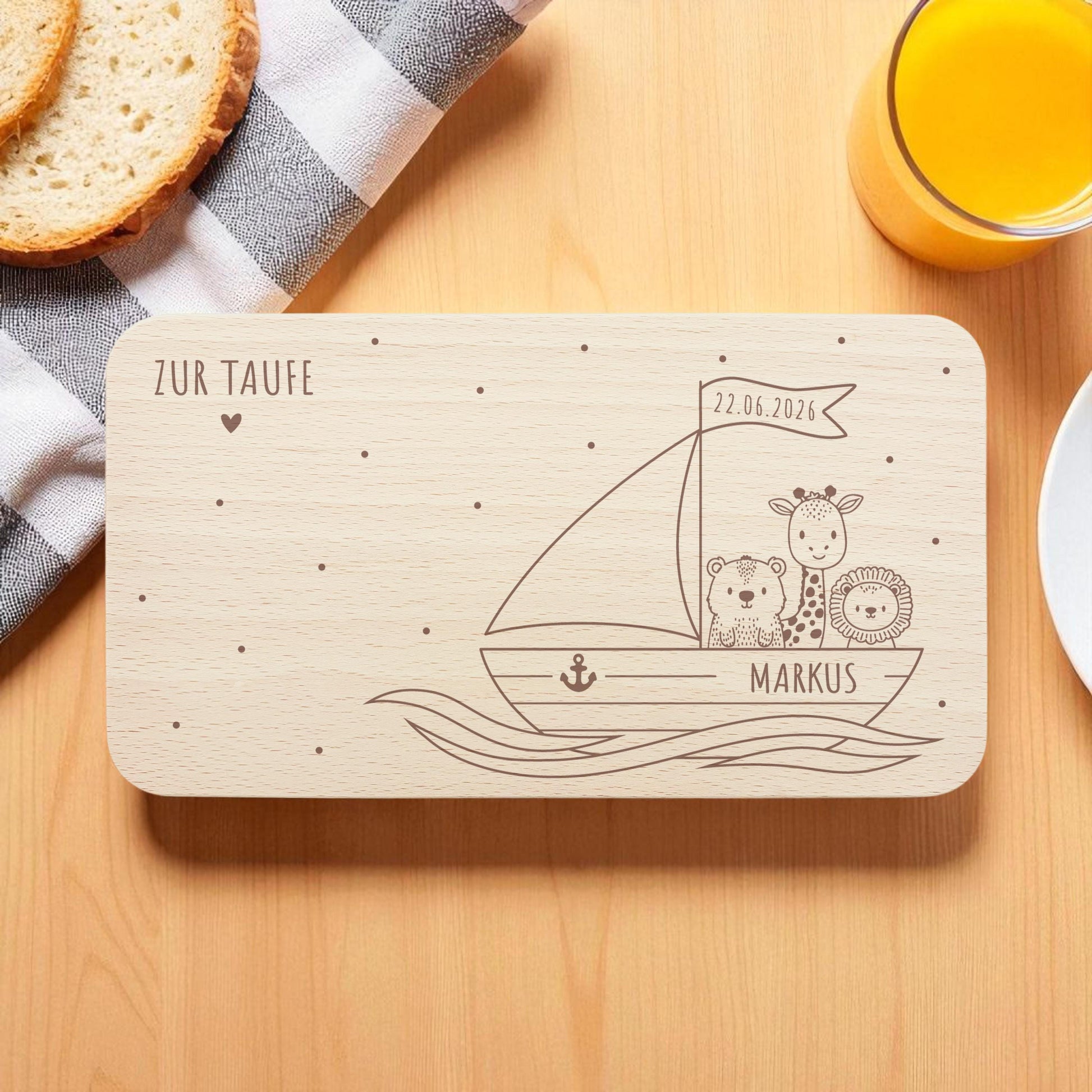 Frühstücksbrettchen Holz personalisiert Taufgeschenke für Mädchen Jungen Holzbrett für Kinder Geschenk Taufe Frühstücksbrett mit Gravur