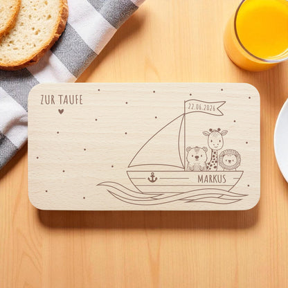 Frühstücksbrettchen Holz personalisiert Taufgeschenke für Mädchen Jungen Holzbrett für Kinder Geschenk Taufe Frühstücksbrett mit Gravur