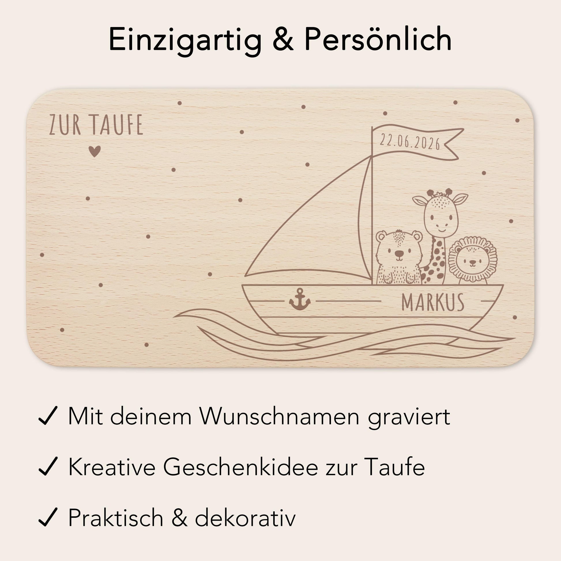 Frühstücksbrettchen Holz personalisiert Taufgeschenke für Mädchen Jungen Holzbrett für Kinder Geschenk Taufe Frühstücksbrett mit Gravur